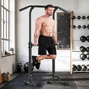 AuraCraft Power Tower, dip station, Romeinse stoel, dips pull-ups, krachttraining, optrekstang, buikdips optrekstation voor training fitness thuis, in hoogte verstelbaar
