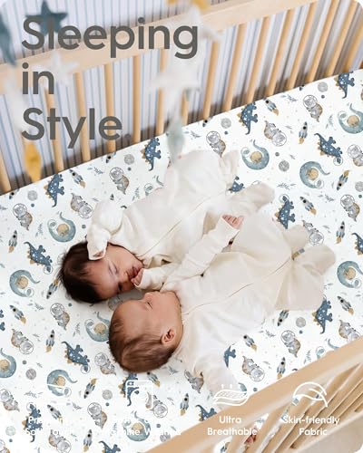 Image of Baby Crib Sheets Boy Girl for Standard Crib Mattress - Ultra Soft Jersey Knit Neutral Crib Mattress Sheet, Safe and Snug, Durable, Stylish Crib Sheet Fitted, 28''x52''x9'' Extra Deep Pocket