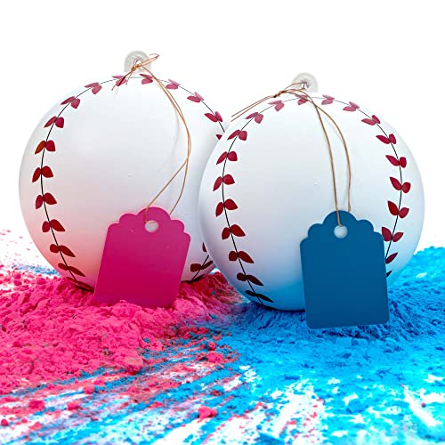 Winsharp Gender Reveal Baseball Set - (1 Blue Ball 1 Pink Ball) Exploding with Powder - Best Idea for Boy or Girl Baby Revealing Party Cute Gender Reveal Ideas Explosive Gender Ball Decorations