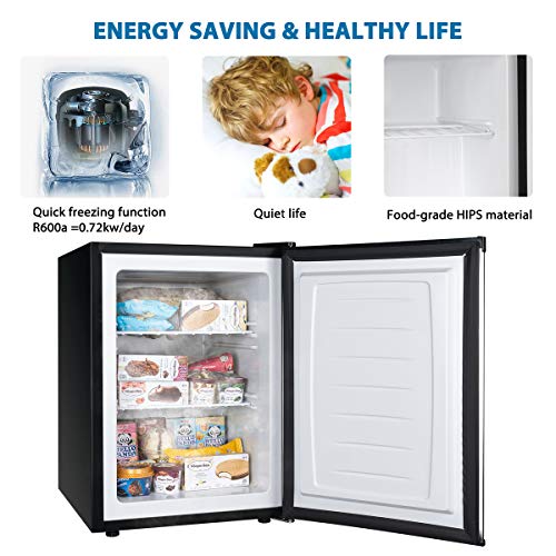 Euhomy Upright freezer, Energy Star 2.1 Cubic Feet,Compact Single Door mini freezer with Reversible Door,Adjustable Removable Shelves ，Freezer for Basement/Home/Apartment/Office (Silver) - Thumbnail 6