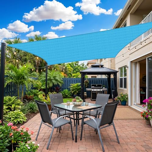 Image of KANAGAWA 25'X32' Turquoise Mix Custom Size Sun Shade Sail Square UV Block Canopy Cover for Patio Backyard Lawn Garden Outdoor (Customized Available)