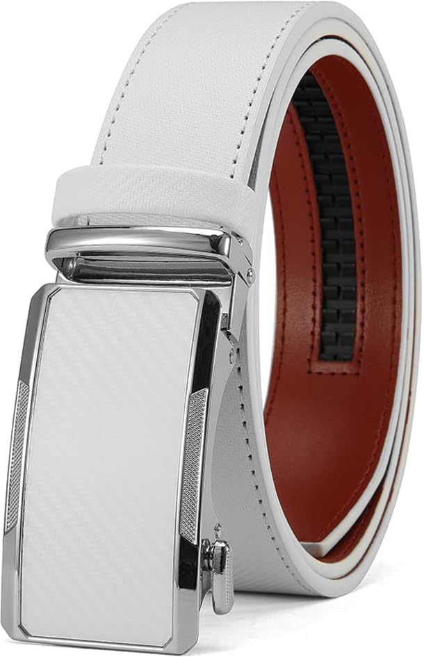 DOOPAI Men's Adjustable Ratchet Belt - Black Leather Dress Belt for Men, Customizable Fit, Easy to Use, Maximum Durability