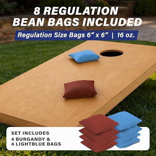 Image of GoSports 4 ft x 2 ft Regulation Size Wooden Cornhole Boards Set with Light Brown Finish - Includes Carrying Case (Choose Your Colors)