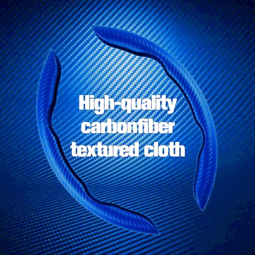 Image of Amiss 2pcs Carbon Fiber Anti-Skid Steering Wheel Cover, Waterproof & Segmented Butterfly Design, Universal 99% Vehicle Wheel Cover Protector, Car Interior Accessories (Blue-2pcs)