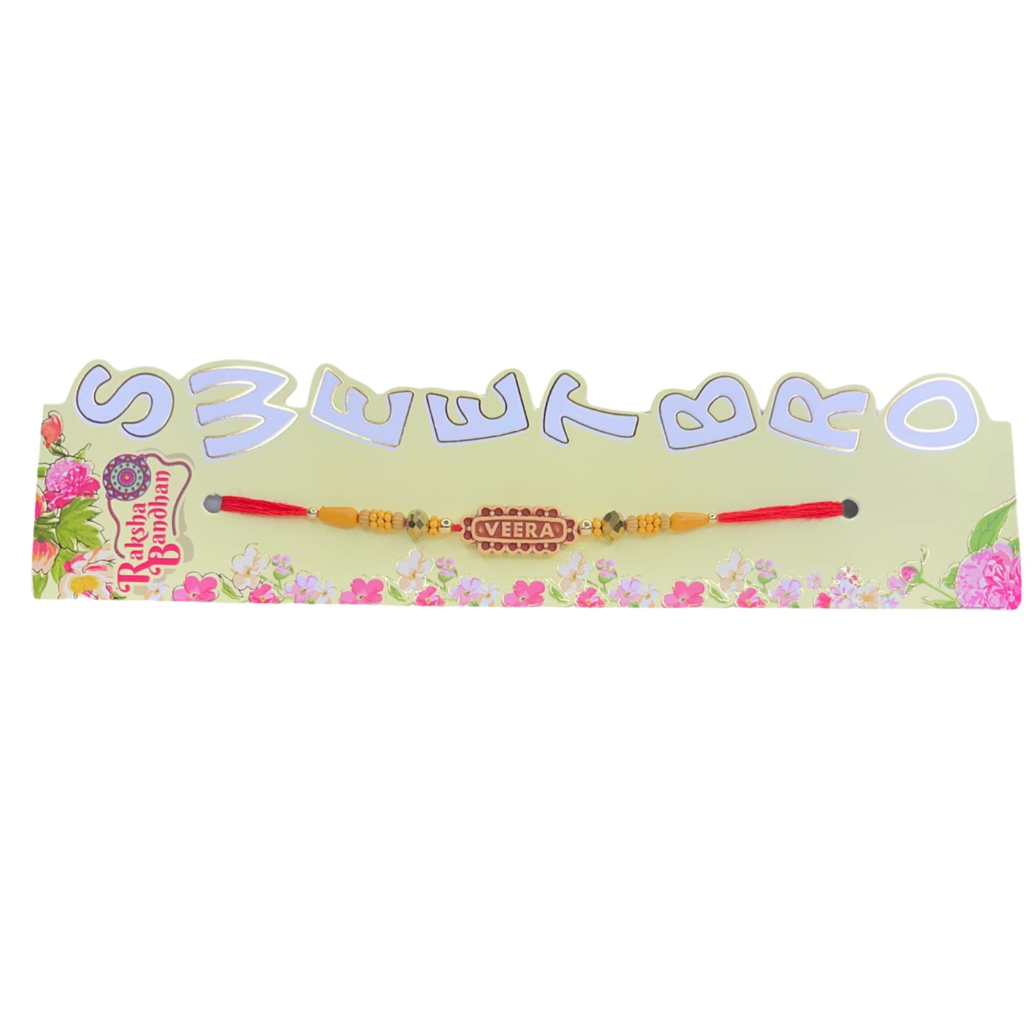 Taufa Villa Amazing VEERA red rakhi set of 3 with 1 chocolate, 1 Tika Pack| Simple and Stylish VEERA rakhi | Rakhi gift hamper for bhai, brother, bhaiya| Rakshabandhan Rakhi No 1 VEERA 4