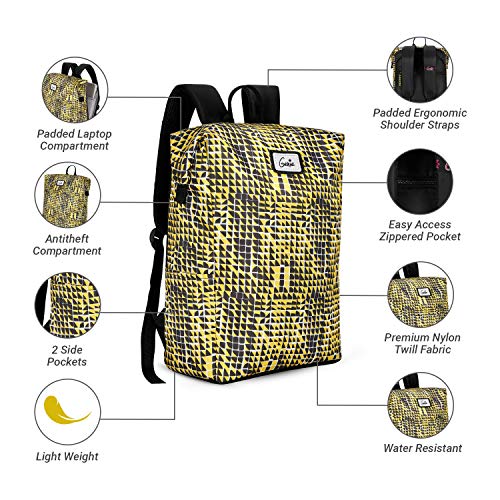 Image of Genie Mosaic Mustard Yellow 25 Ltrs Safepac (Premium Anti Theft Backpack for Girls /Women with 16 inch Laptop Compartment)
