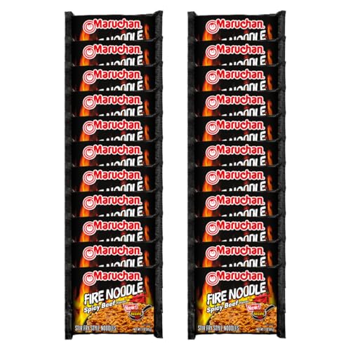 Image of Maruchan Ramen Fire Spicy Beef, Instant Ramen Noodles, Stir Fry Style Noodle, 3 Oz, 22 Count (Pack of 2)