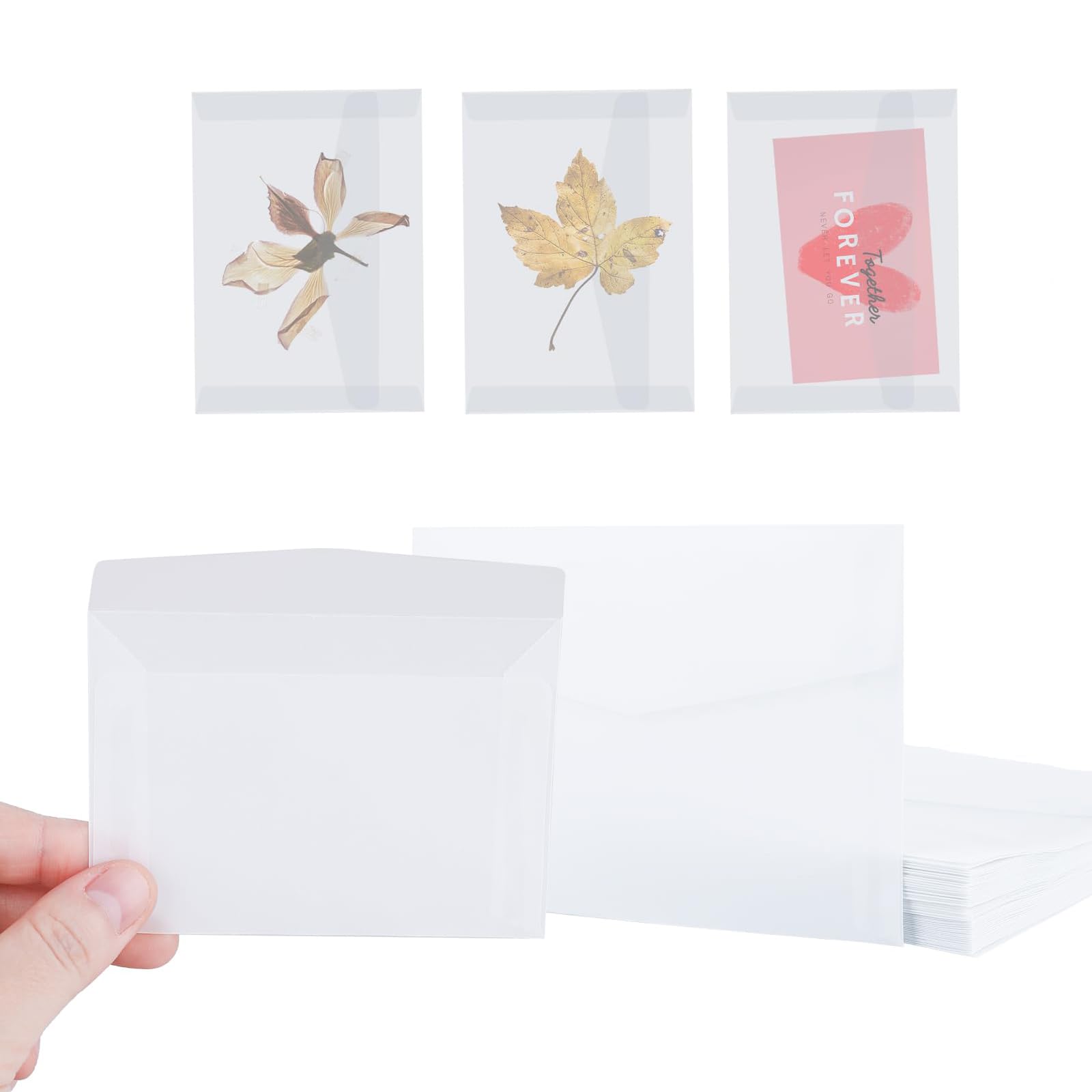 Sweet seven 50 Pcs Glassine Envelopes - Clear Mini Window Envelopes for Seeds, Coins, Lottery Tickets, Stamps, and Cards - 8.3x11.6cm White Translucent Paper