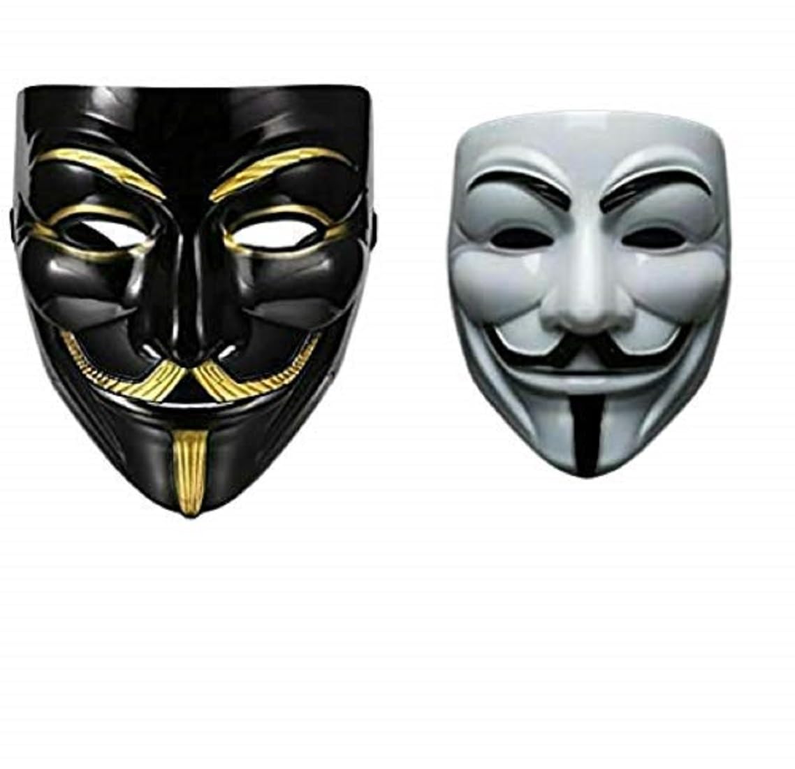 FAVELA Vendetta Comic FACE MASK Fawkes Mask Anonymous VIP Edition Face-Mask Cosplay Protest V for Vendetta DC Comics (Black & White) (Pack of 2)