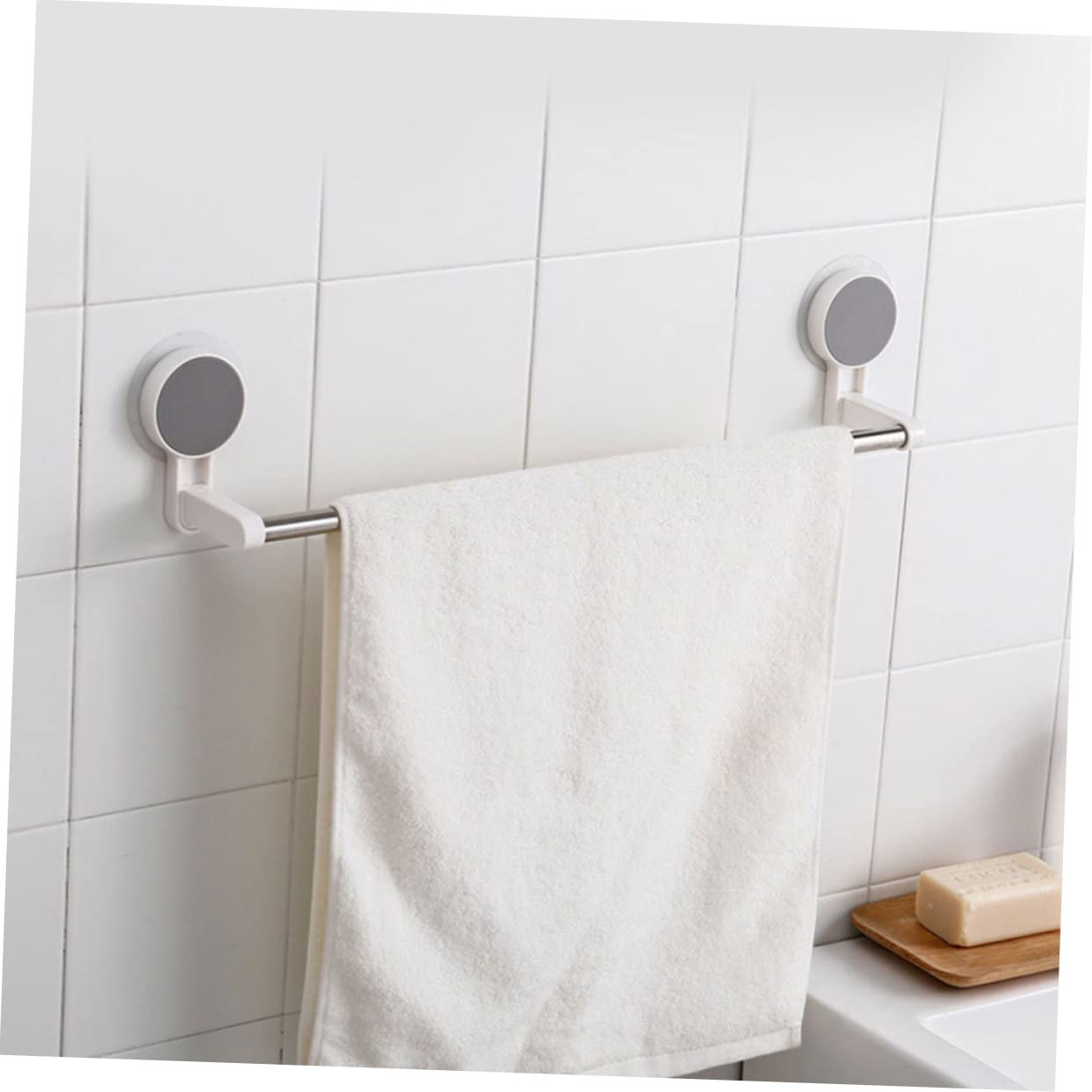 2 pezzi anello per portasciugamani per appendiabiti, portapiatti, piatto, parete singola, per lavabo, organizer, copertura, bianco, da appendere, bagno, in acciaio, mano di support
