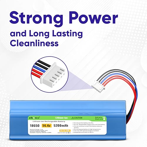 Image of Replacement Battery, Battery Compatible with ECOVACS Deebot Ozmo 950 Deebot T8, T8+,T8 Aivi Max, Power, T8AIVI,T8, T8, Deebot T9,T9+,T9 AIVI O,920,O950,O750 | 5200mAh | 14.4V (5200mAh)