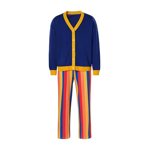 Wally Darling Cosplay Costume Men's Blue Cardigan Rainbow Pants Outfits Suit Adult Halloween Outfit - Large - Blue