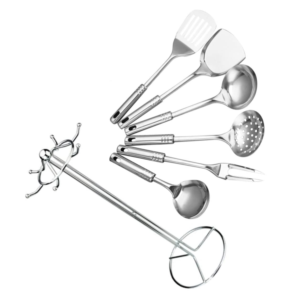 TOPBATHY Set Utensili Cucina 7 Pezzi in Acciaio Inossidabile Robusto Facile Pulizia Stile Casuale
