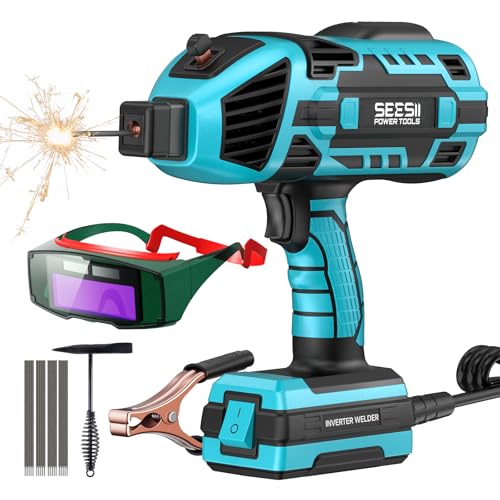 Seesii Portable Welder Handheld, 110V 120A Portable Welding Machine with Goggles & Chipping Hammer, Compatible with for 3/32'-1/8' Rods, Suitable for Home DIY Repair and Automotive Repair Welding