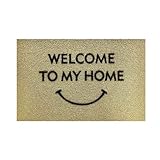 LUCKYSHIN 玄関マット 60×40cm エントランスマット 屋外 屋内 洗える 滑り止め 泥落としPVC 速乾 ウェルカム(スマイル,ベージュ)