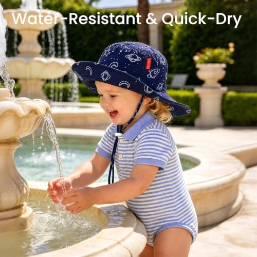 Image of HECCEI Toddler Baby Sun Hat, UPF 50+ Wide Brim Infant Bucket Hats for 0-6Y
