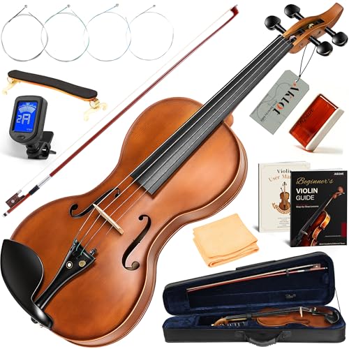 AKLOT Ergonomic Acoustic 4/4 Violin: Lesson Book, Solid Wood Intermediate Beginner Matte Fiddle...
