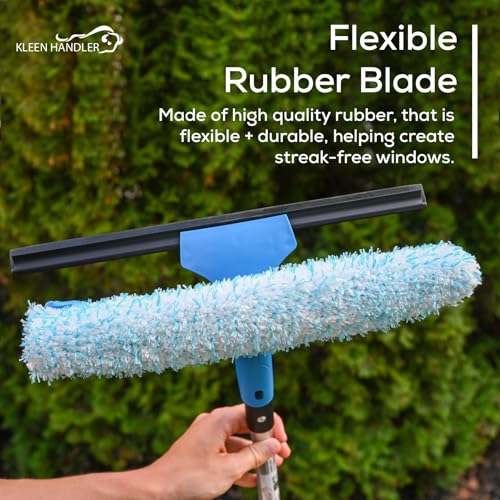 Image of Kleen Handler 12 Pack Professional 14 inch Window Washing Squeegee, 2-in-1 Window Cleaning Tool, Scrubber and Squeegee Combo, Glass Shower Bathroom Car Pro Window Cleaner (Pack of 12)