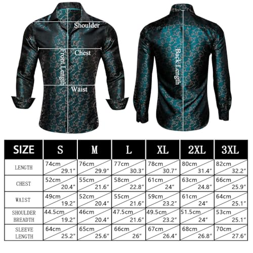 Luxury Silk Mens Shirts Floral Jacquard Long Sleeve Formal Casual Shirts Male Blouses Wedding Business Prom Shirts4