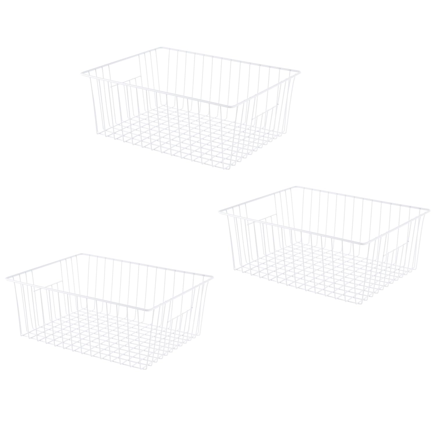 Freezer Organizer Bins - 3 Pack Stand Up Freezer Baskets for 16，17，21 cu.ft Upright Freezer, Wire Storage Baskets with Built-in Handles, Easy to