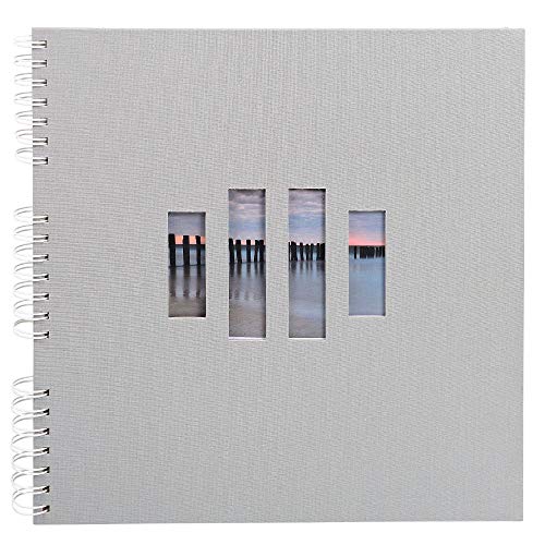 Exacompta 16861E Zen Album Photos à Spirales 60 Pages avec Feuillets Intercalaires Cristal Carton/Papier/Tissu Gris 32,5 x 32,2 x 2,8 cm