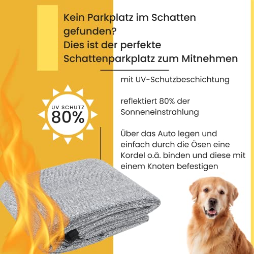 Schattennetz Auto Hund 4x6 m – Alu Hitzeschutz mit Ösen – UV-Sonnenschutznetz & luftdurchlässiges Alunetz 6x4 m – Schattennetz Camping, Urlaub, Sport – Aludecke Auto Alunetz 6x4