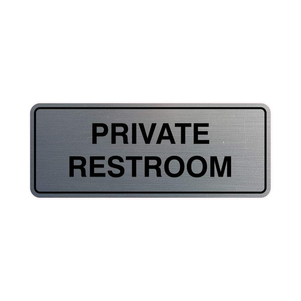 Signs ByLITA Standard Private Restroom Sign(Brushed Silver) - Small