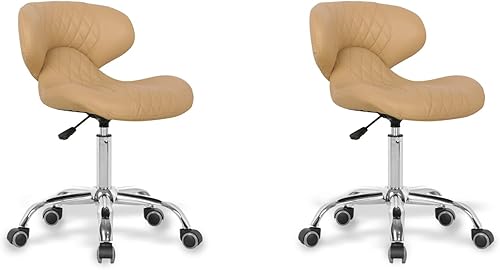 MAYAKOBA HugoII - Juego de 2 taburetes para técnico de uñas HugoII de altura ajustable de 19 a 25 pulgadas, silla con ruedas para salón de uñas,