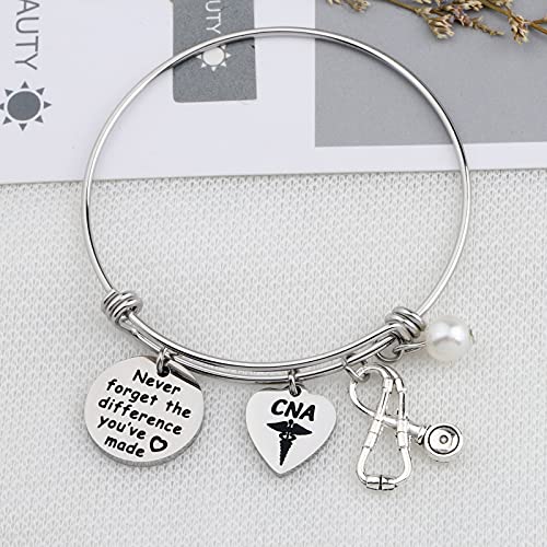 WSNANG CNA Bracelet Certified Nursing Assistant Gift Nursing School Graduation Gift Never Forget The Difference You've Made Bracelet2