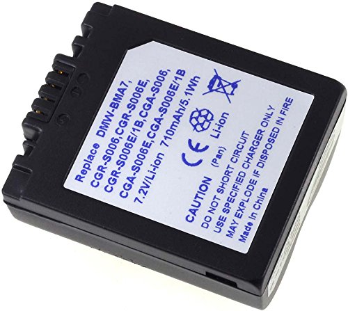 Batteria Compatibile Per Panasonic Lumix DMC-FZ18, 7,2V 600mAh Li-Ion, Sostitutiva