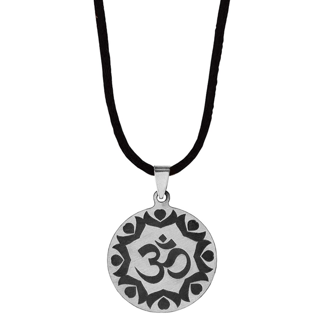Om Symbol Black And Silver Stainless Steel Pendant Necklace Chain For Men And Women LSPnCotten22058