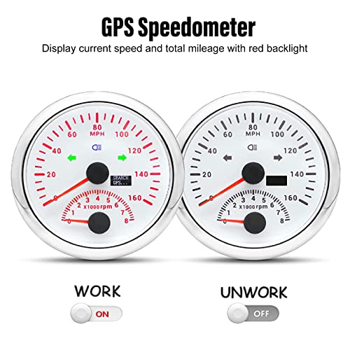 Velocímetro GPS marino de acero inoxidable con esfera de 85mm blanca 2