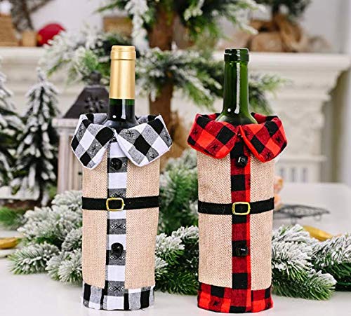 welltop Cubierta de la Botella de Vino de Navidad?2 unids Navidad Botella de Vino Cubiertas Bolsas Decoración de la Mesa de Cena para la Decoración del Partido