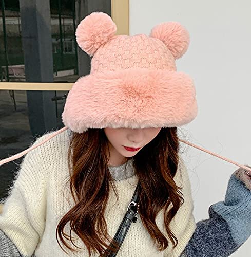 Buy Fluffy Knit Beanie Hats for Women Winter Faux Fur Warm Knit