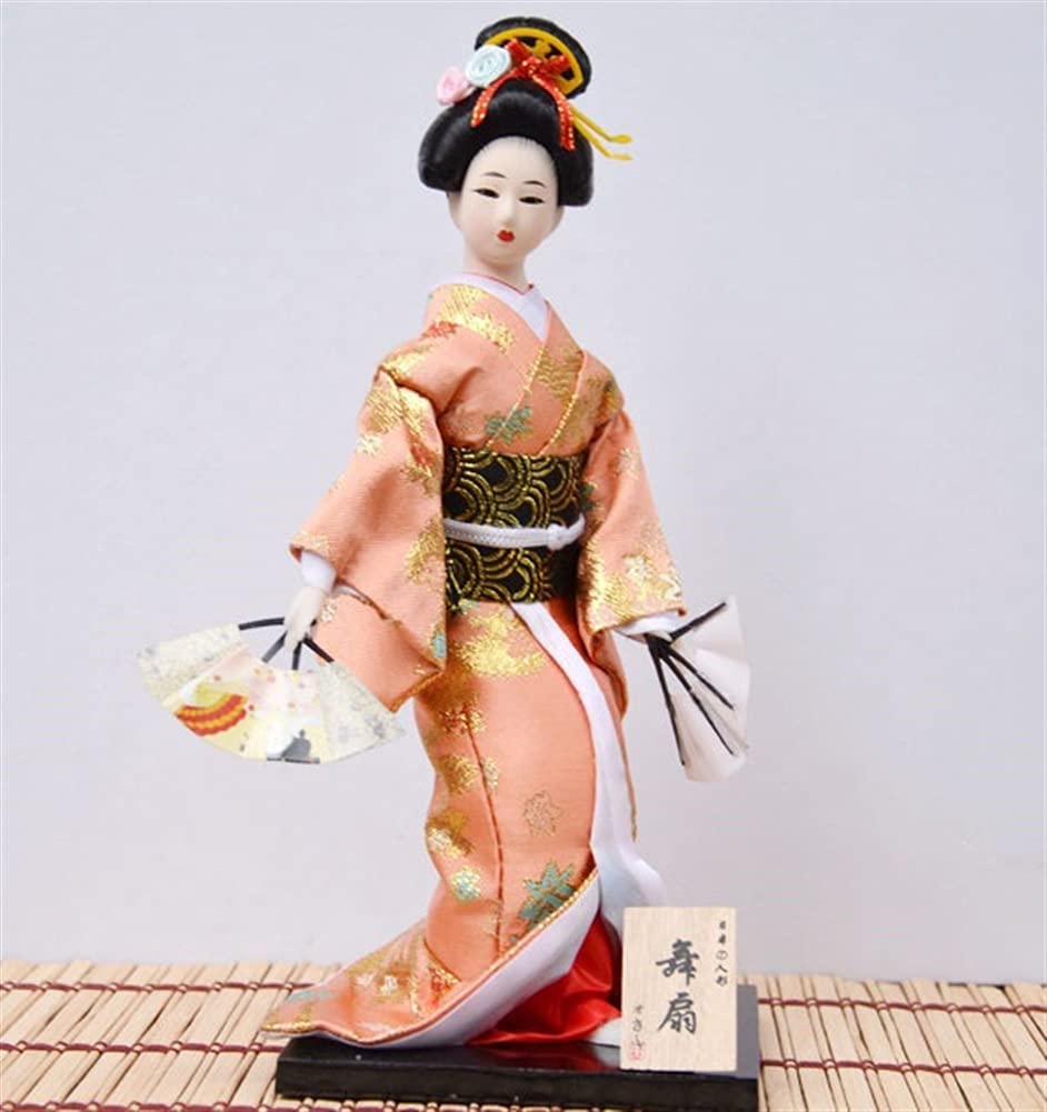 Muñeca Decorativa Geisha Japonesa Con Kimono | Figura De Yeso Y Tela De 29 Cm | Para Estantería O Centro De Mesa