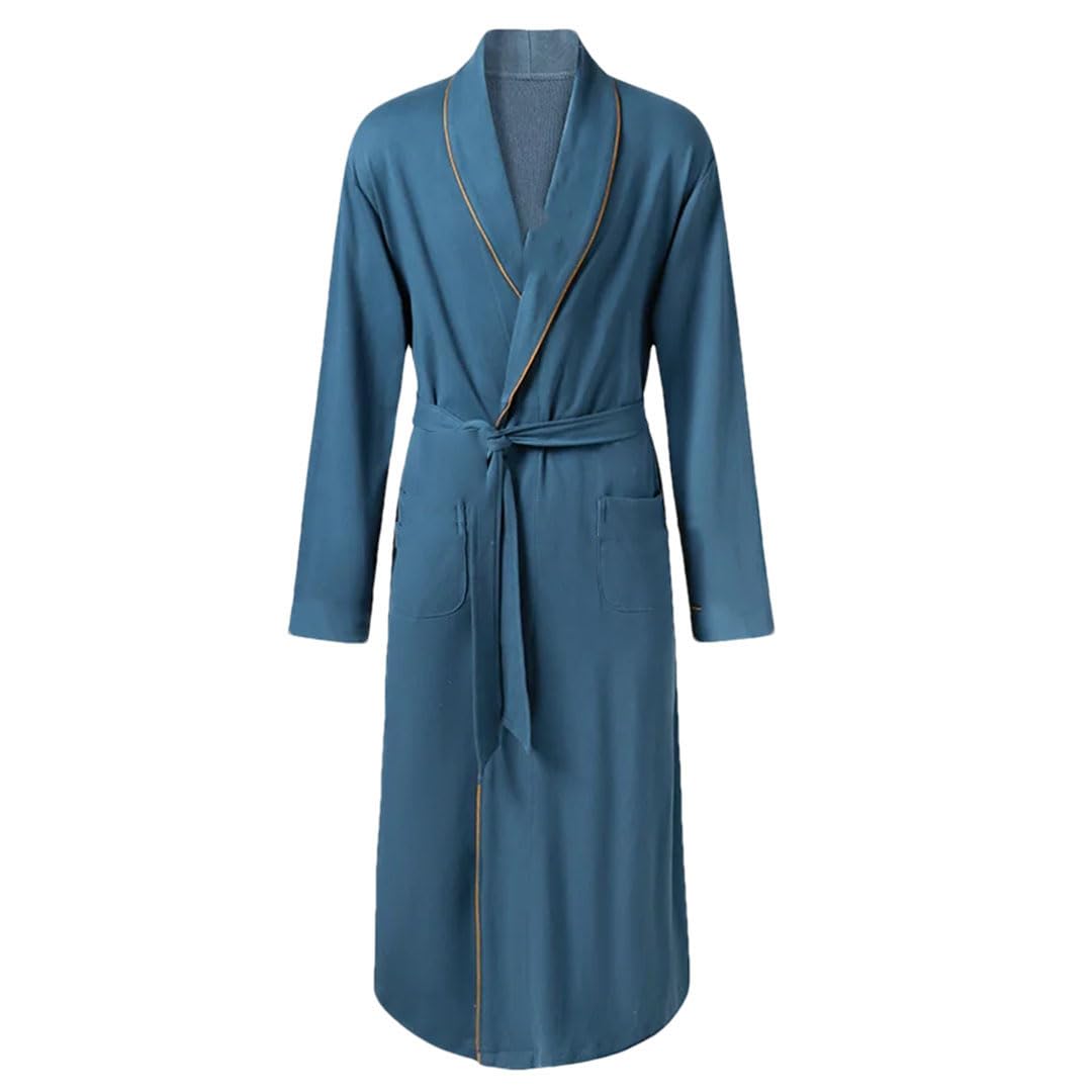 Hgvcfcv Vestaglie da uomo in cotone Grandi Cantieri Accappatoi Mattina Casa Cappotto Medio Lungo Primavera Camicia da notte, 703, S