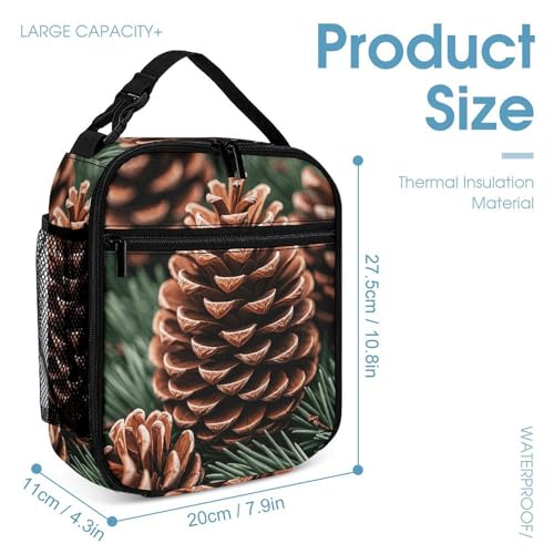 3Pcs Backpack Sets Rustic Brown Pinecone Print Travel Daypack 3 in 1 Lightweight Backpack Set with Lunch Bag And Cosmetic Bag4