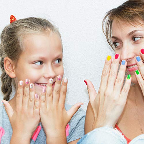 72 Pieces Kids False Nails Press on Artificial Nail Tip Girl Fake Fingernail Kit Full Cover Short for Girls Children Nail Art Decoration, 3 Boxes (Rainbow Theme) - Thumbnail 5