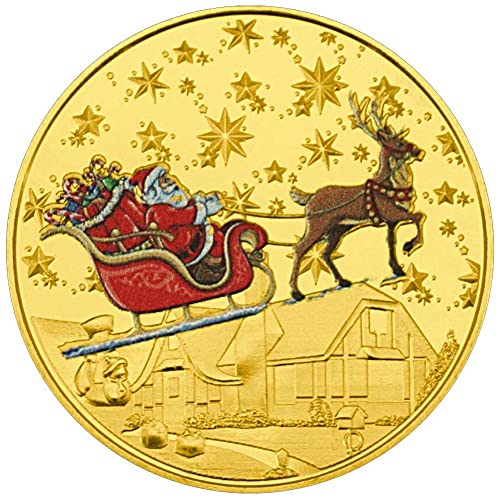 Weihnachts -sammlungsmünzen Santa Claus Rentier Souvenir Münz Xmas...