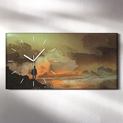 Horloge sur toile salon 60x30cm tableau espace sans tic tac - 3