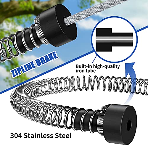 Hokinety Zip Line Kits For Backyard 120Ft - Zip Lines For Kids And Adult Up To 330 Lb With Ziplines Spring Brake & Belt & Zip Line Trolley & Seat For Outdoor Playground Entertainment Equipment #TOP3