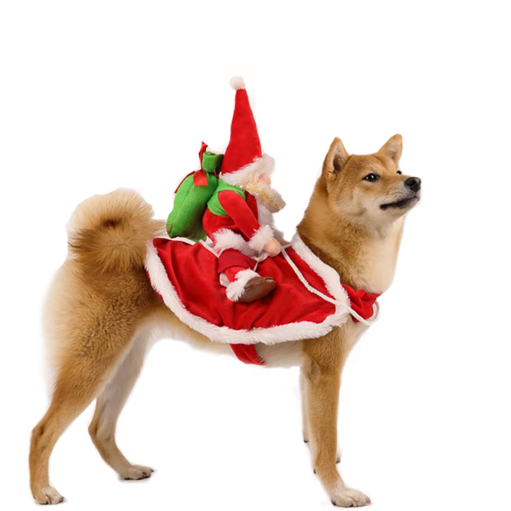 BT Bear Pet Christmas Costume,Dog Santa Claus Riding Suit Dress up Clothing Pet Xmas Outfit for Puppy Small Dogs,Large