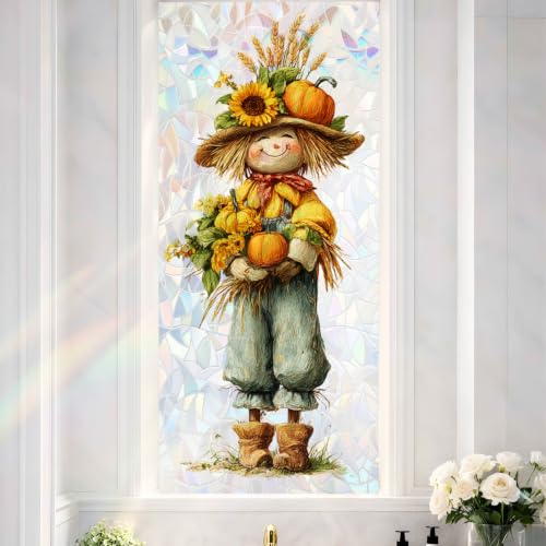 Image of Scarecrow Sunflower Holographic Window Film 17.32x39.37in Cling