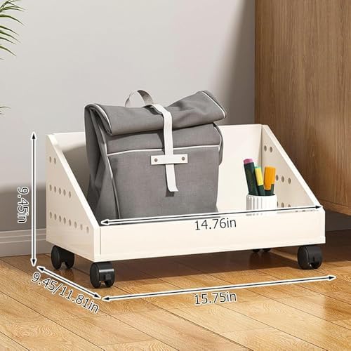 Multifunctional Rolling Book Cart with Wheels - Mobile Under Desk Bookshelf for Home Office, Living Room & School - Compact 15.75"x11.81"x21.26" Wood Design