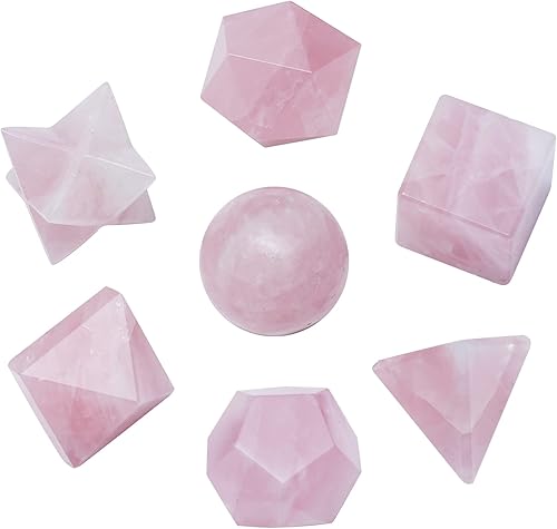 Crocon Juego de 7 piezas de geometría de cristal sólido platónico, sólido platónico, piedras geométricas sagradas para meditación, equilibrio de Crocon Juego de 7 piezas de geometría de cristal sólido platónico, sólido platónico, piedras geométricas sagradas para meditación, equilibrio de