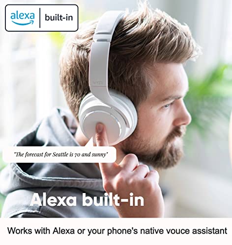 Image of WYZE Noise Cancelling Headphones, Over The Ear Headphones with Active Noise Cancellation, High-Fidelity Sound, Transparency Mode, Alexa Built-in, White