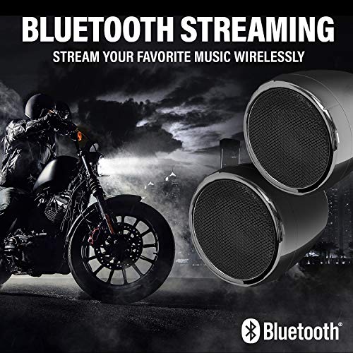 Image of BOSS Audio Systems MCBC425BA Motorcycle ATV UTV Speaker - Bluetooth, Weatherproof 3 Inch Speakers, Built-in Amplifier