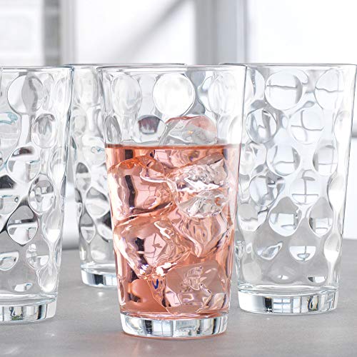 Attractive Bubble Design Highball Glasses Clear Heavy Base Tall Bar