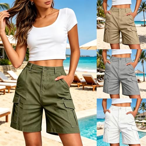 Short cargo en coton pour femme coupe ample avec poches fonctionnelles - 2