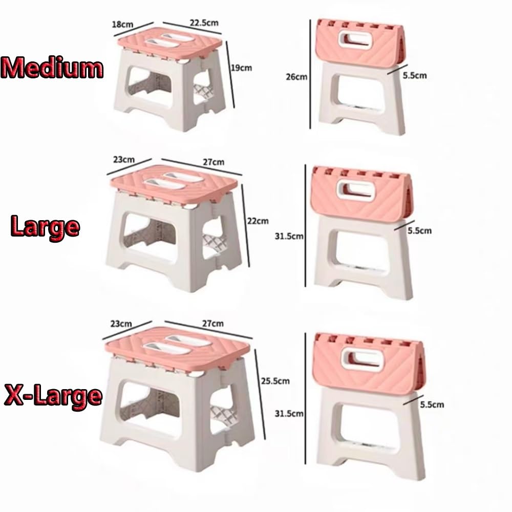 Pieghevole Sgabello Basso in Plastica, Piccolo Poggiapiedi Sediolina, Sgabello da Bagno Portatile per Scuola Soggiorno Giardino Campeggi(Blue,X-L)